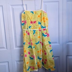 B. Smart Green Blue Flower Butterfly Dress